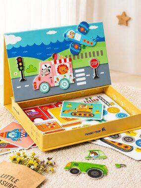 Montessori Magnetic Transportation Matching Toy Cars Trucks Kids Learning Game